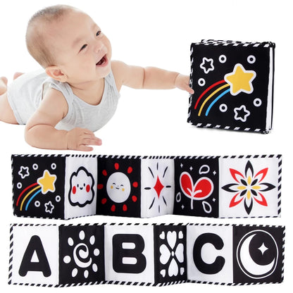 Sensory Cloth Book High Contrast Baby Toys 0M+ Newborn Crib Toys Black and White Animal Cloth Books Montessori Baby Book - jouetsbebe.com
