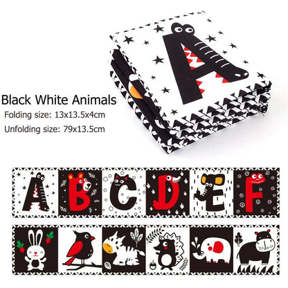 Sensory Cloth Book High Contrast Baby Toys 0M+ Newborn Crib Toys Black and White Animal Cloth Books Montessori Baby Book - jouetsbebe.com