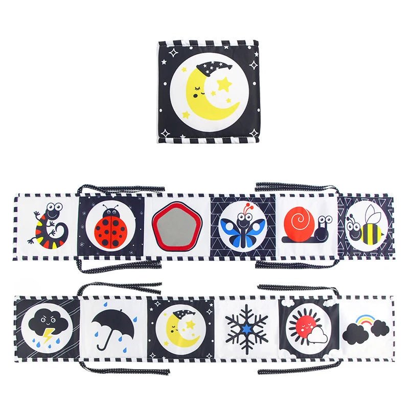 Sensory Cloth Book High Contrast Baby Toys 0M+ Newborn Crib Toys Black and White Animal Cloth Books Montessori Baby Book - jouetsbebe.com