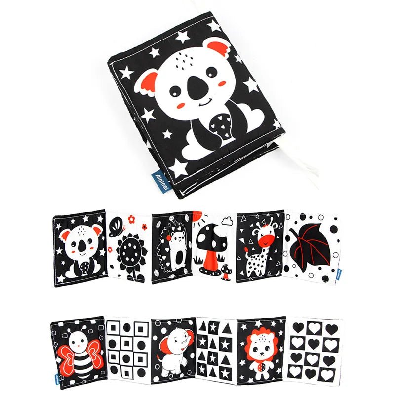Sensory Cloth Book High Contrast Baby Toys 0M+ Newborn Crib Toys Black and White Animal Cloth Books Montessori Baby Book - jouetsbebe.com