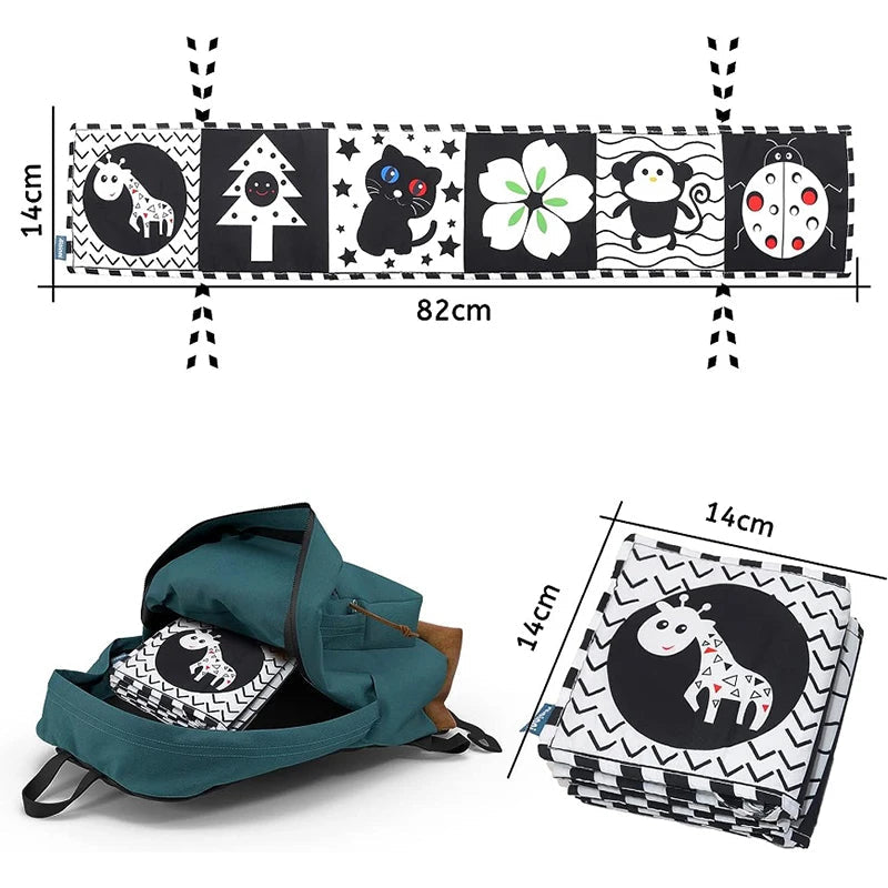 Sensory Cloth Book High Contrast Baby Toys 0M+ Newborn Crib Toys Black and White Animal Cloth Books Montessori Baby Book - jouetsbebe.com