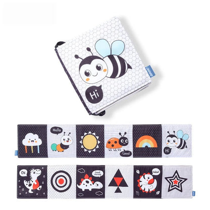 Sensory Cloth Book High Contrast Baby Toys 0M+ Newborn Crib Toys Black and White Animal Cloth Books Montessori Baby Book - jouetsbebe.com