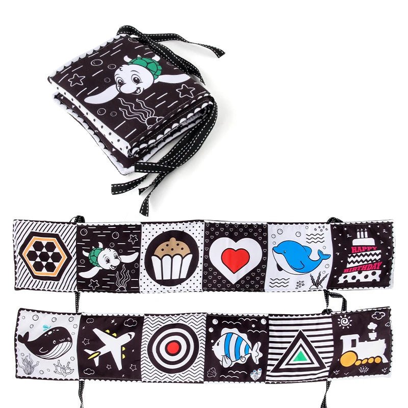 Sensory Cloth Book High Contrast Baby Toys 0M+ Newborn Crib Toys Black and White Animal Cloth Books Montessori Baby Book - jouetsbebe.com
