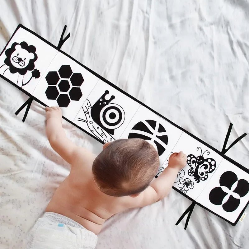 Sensory Cloth Book High Contrast Baby Toys 0M+ Newborn Crib Toys Black and White Animal Cloth Books Montessori Baby Book - jouetsbebe.com