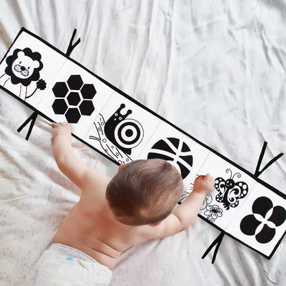 Sensory Cloth Book High Contrast Baby Toys 0M+ Newborn Crib Toys Black and White Animal Cloth Books Montessori Baby Book - jouetsbebe.com