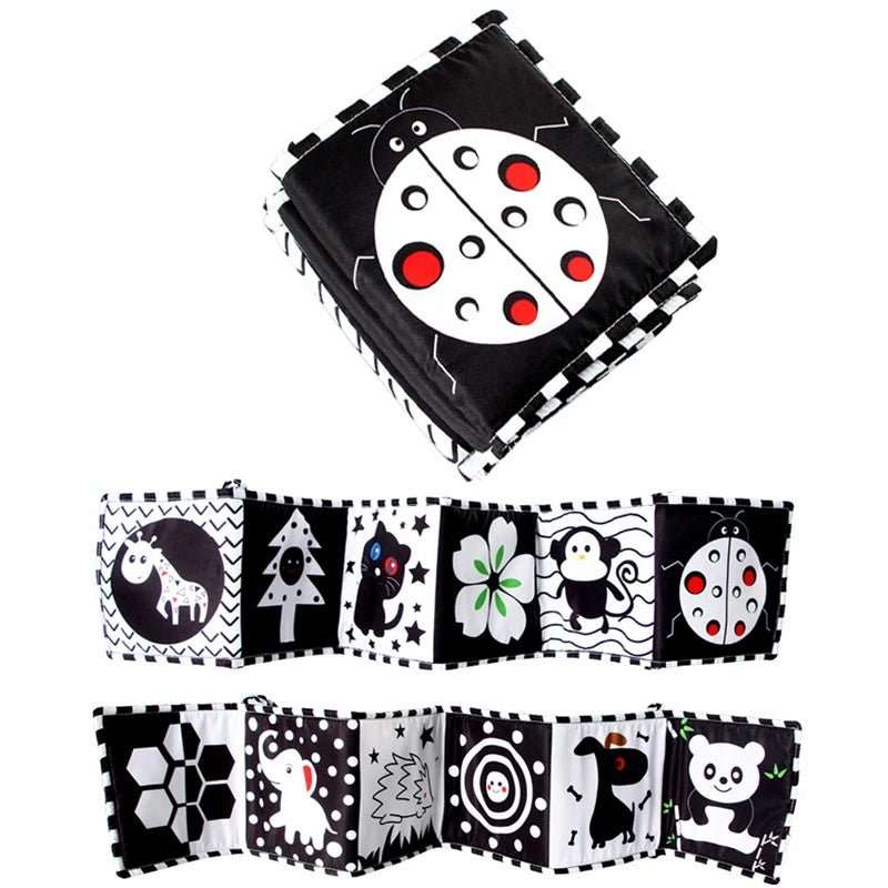 Sensory Cloth Book High Contrast Baby Toys 0M+ Newborn Crib Toys Black and White Animal Cloth Books Montessori Baby Book - jouetsbebe.com