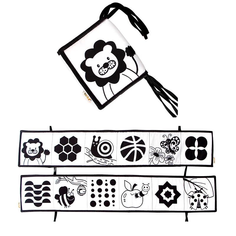 Sensory Cloth Book High Contrast Baby Toys 0M+ Newborn Crib Toys Black and White Animal Cloth Books Montessori Baby Book - jouetsbebe.com