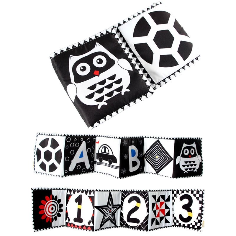 Sensory Cloth Book High Contrast Baby Toys 0M+ Newborn Crib Toys Black and White Animal Cloth Books Montessori Baby Book - jouetsbebe.com