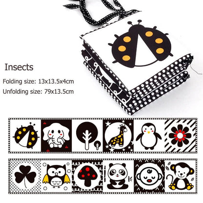 Sensory Cloth Book High Contrast Baby Toys 0M+ Newborn Crib Toys Black and White Animal Cloth Books Montessori Baby Book - jouetsbebe.com
