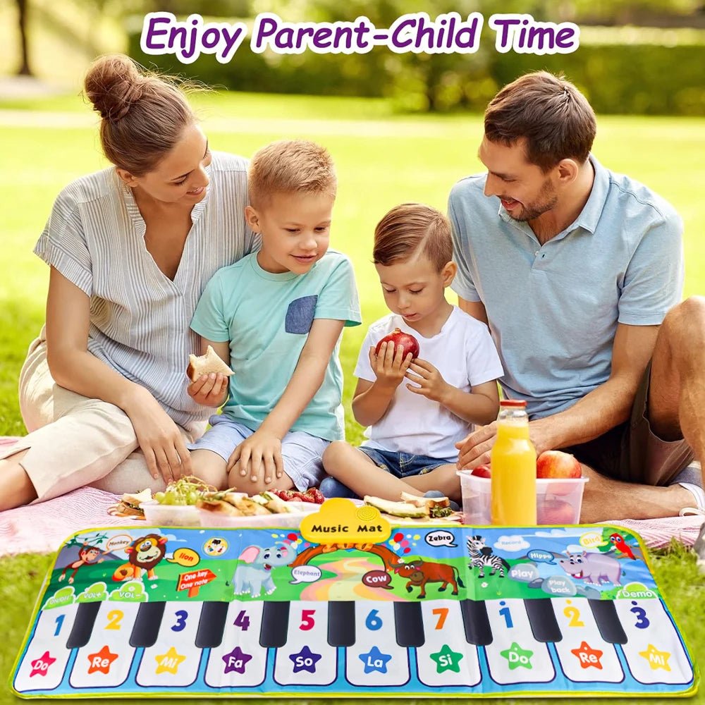 Tapis Piano Musical Bébé 10 Touches – 3 Instruments et Sons Interactifs - jouetsbebe.com
