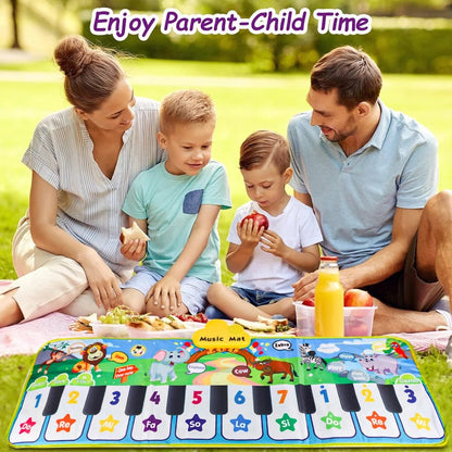 Tapis Piano Musical Bébé 10 Touches – 3 Instruments et Sons Interactifs - jouetsbebe.com