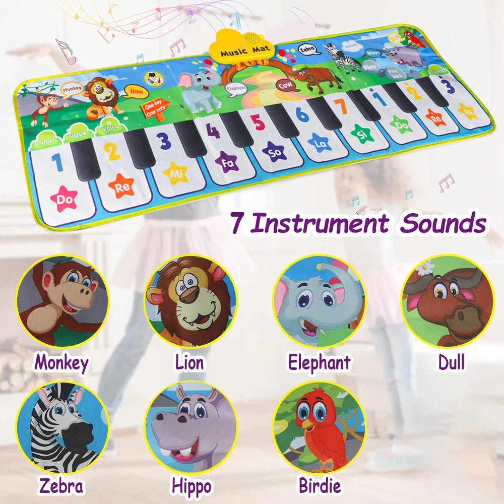 Tapis Piano Musical Bébé 10 Touches – 3 Instruments et Sons Interactifs - jouetsbebe.com