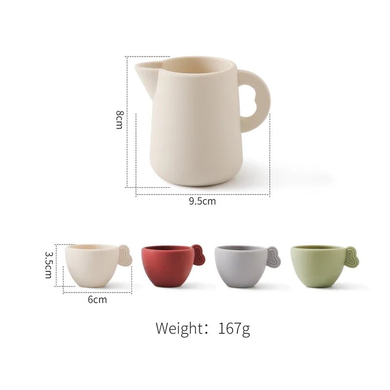 Wooden Baby Montessori Toys Coffee Teapot Simulation Kitchen Utensil BPA Free Silicone Teacup 1Year Child Pretend Play Toy Gift - jouetsbebe.com