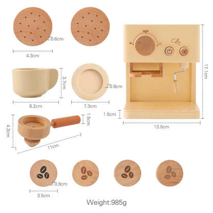 Wooden Baby Montessori Toys Coffee Teapot Simulation Kitchen Utensil BPA Free Silicone Teacup 1Year Child Pretend Play Toy Gift - jouetsbebe.com