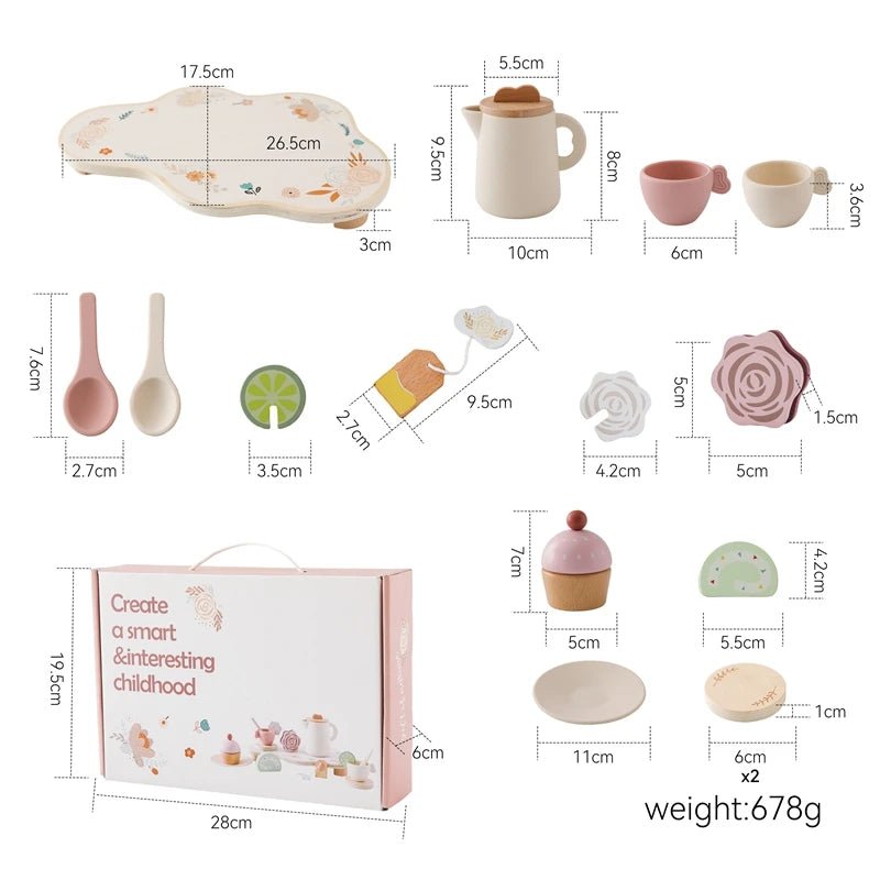 Wooden Baby Montessori Toys Coffee Teapot Simulation Kitchen Utensil BPA Free Silicone Teacup 1Year Child Pretend Play Toy Gift - jouetsbebe.com