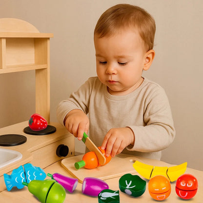 WOODEN FRUIT AND VEGETABLES TO BE DECISED ON THE RIVEN KINDERPLAY - jouetsbebe.com