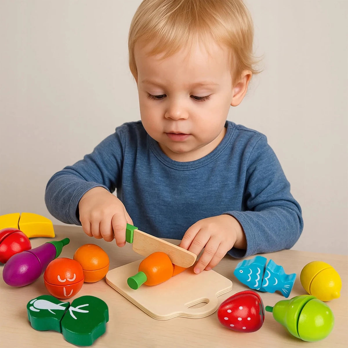 WOODEN FRUIT AND VEGETABLES TO BE DECISED ON THE RIVEN KINDERPLAY - jouetsbebe.com