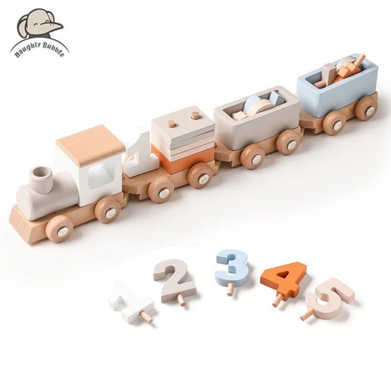 Wooden Train Birthday Toy Montessori Toys Baby Educational Toys Wooden Trolley Baby Learning Toys Number Of Wood Baby's Toys - jouetsbebe.com