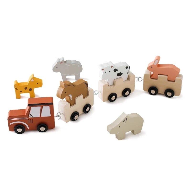 Wooden Train Birthday Toy Montessori Toys Baby Educational Toys Wooden Trolley Baby Learning Toys Number Of Wood Baby's Toys - jouetsbebe.com