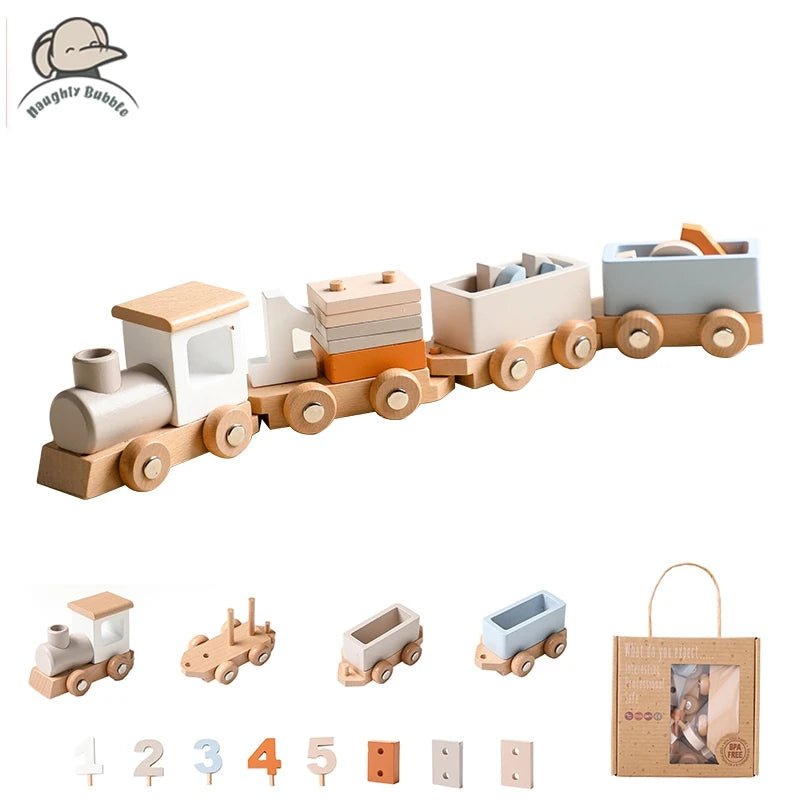 Wooden Train Birthday Toy Montessori Toys Baby Educational Toys Wooden Trolley Baby Learning Toys Number Of Wood Baby's Toys - jouetsbebe.com